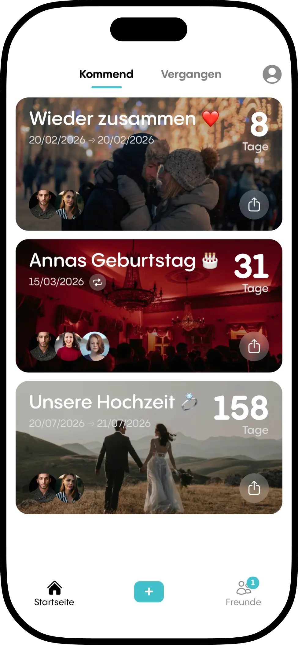 Screenshot of the home screen of Reach: Countdown to Connect