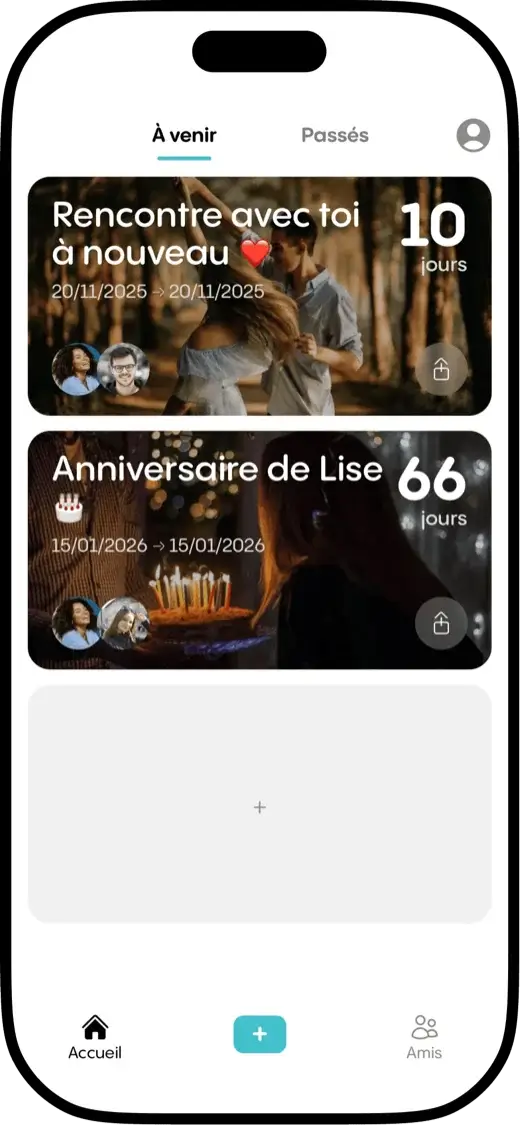 Screenshot of the home screen of Reach: Countdown to Connect