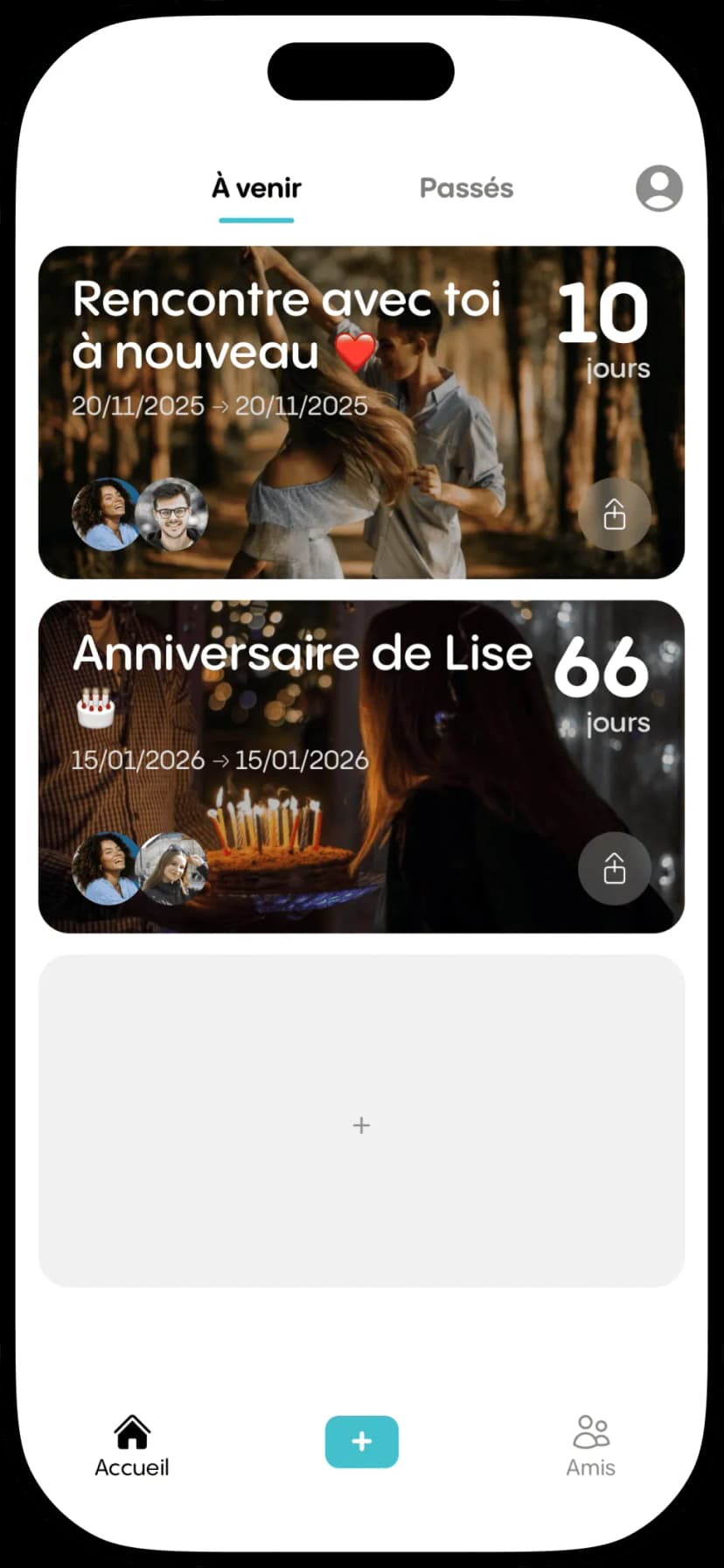Screenshot of the home screen of Reach: Countdown to Connect