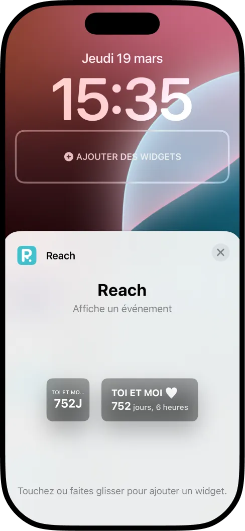 Choisir entre le widget compact et rectangulaire pour le compte à rebours en direct iPhone