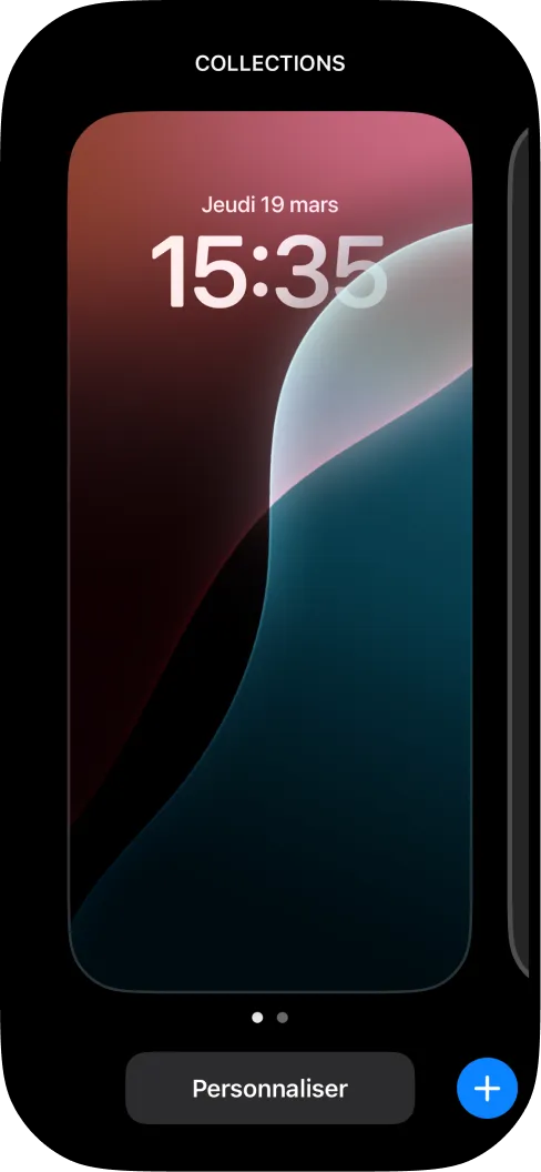 Maintenir appuyé sur l'écran de verrouillage iPhone et toucher Personnaliser