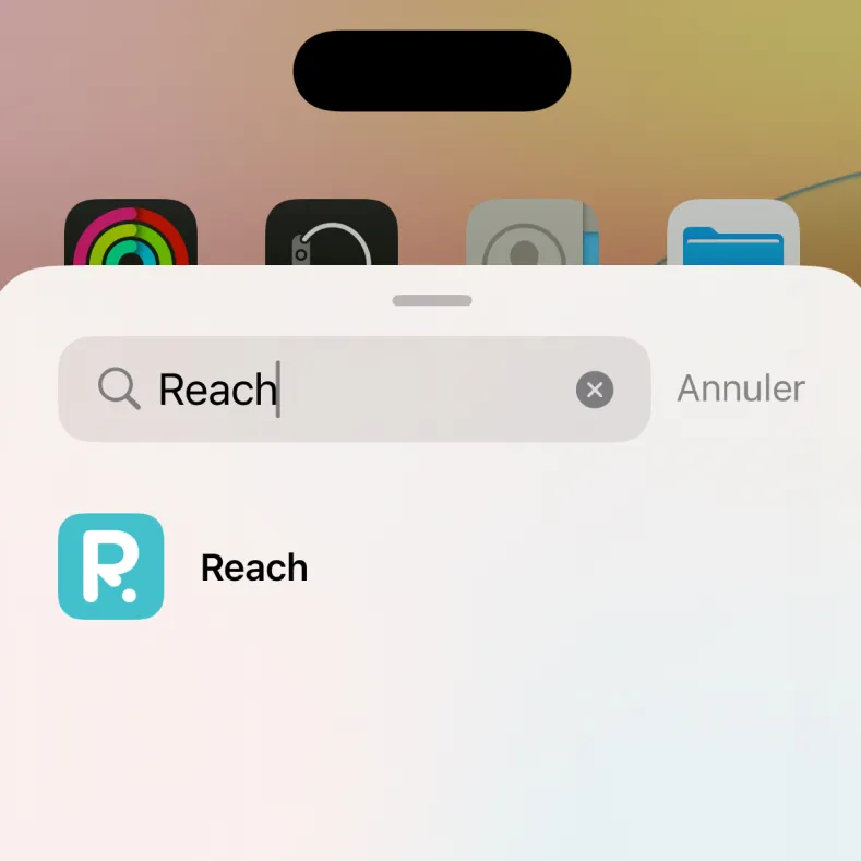 Rechercher Reach dans les widgets iPhone
