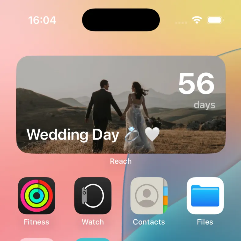Darmowy widżet z odliczaniem na iPhonie w aplikacji Reach