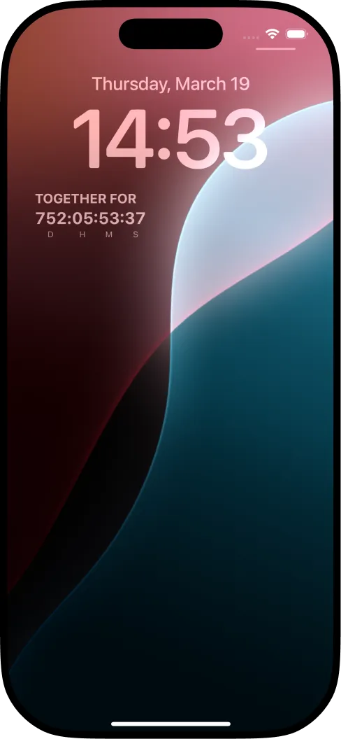 Widżet Live na ekranie blokady iPhone'a pokazujący dni, godziny, minuty i sekundy